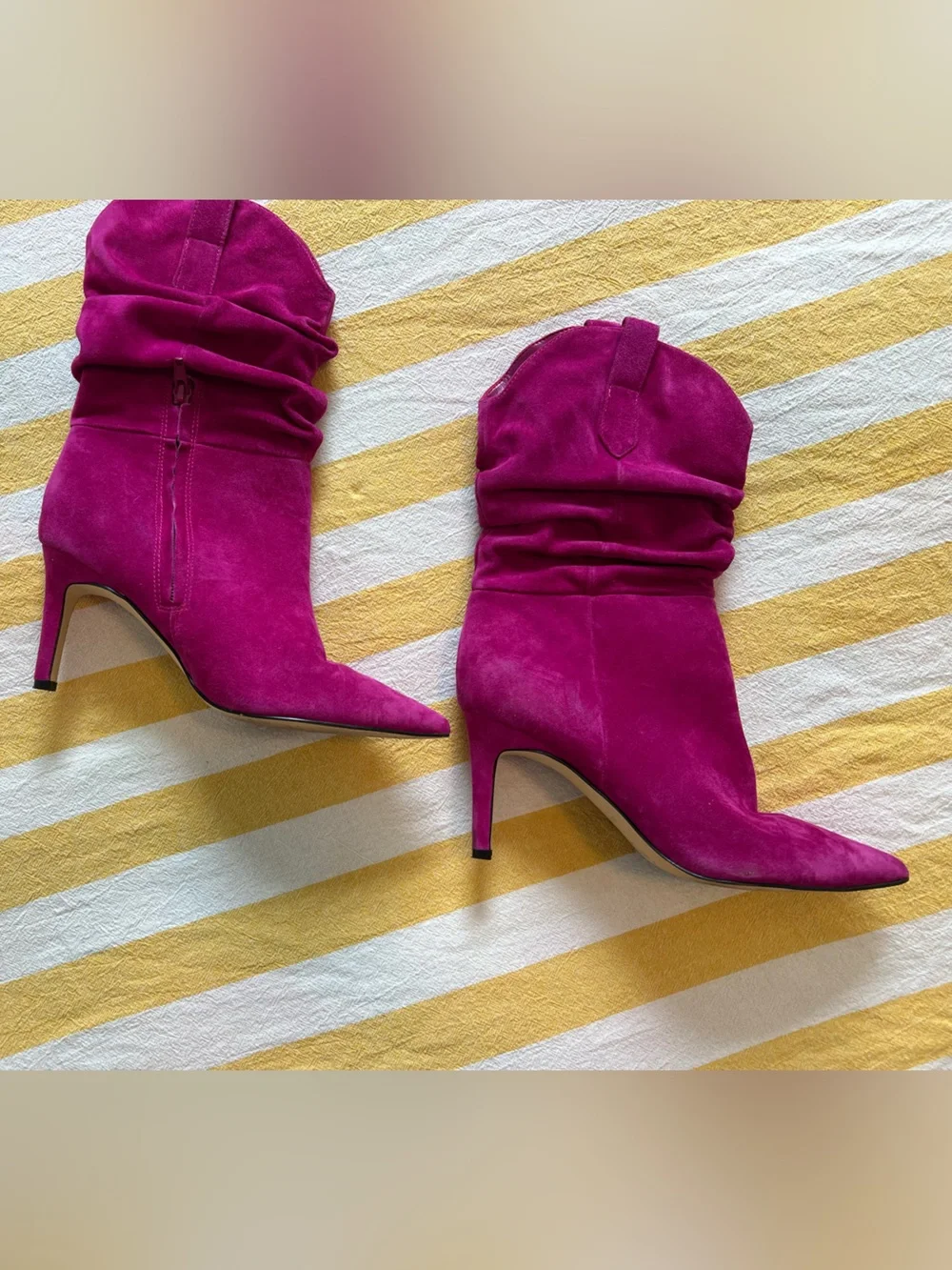 Nine West pink leather Suede Pointed-Toe Slouch Boot - Picture 2 of 7